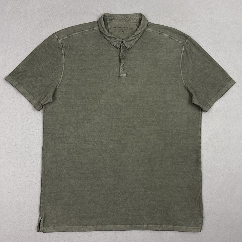 John Varvatos Star USA Mens XL Polo Shirt Gray Cotton Garment Dyed Washed Peru